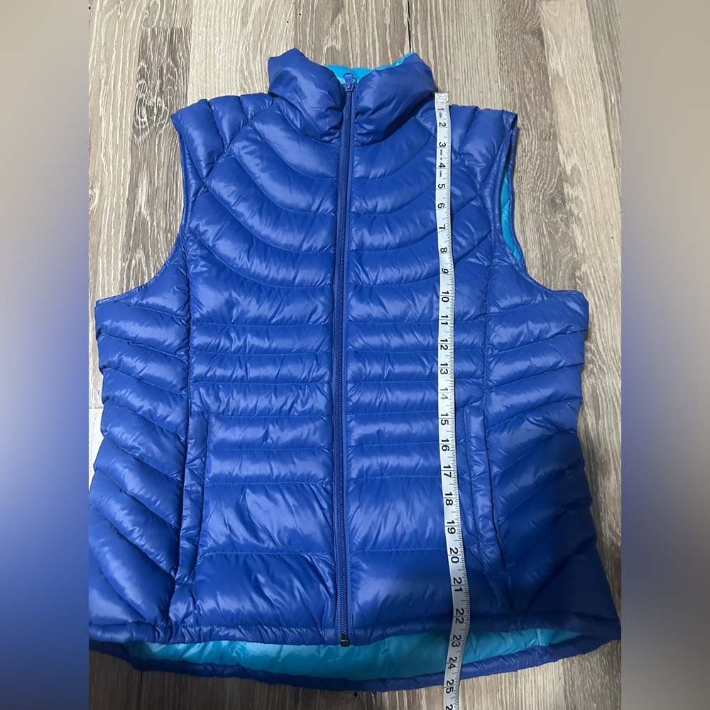 Bernardo Goose Down Puffer Vest Large Aqua & Royal Blue Lightweight Warm Zip Up - Picture 5 of 7